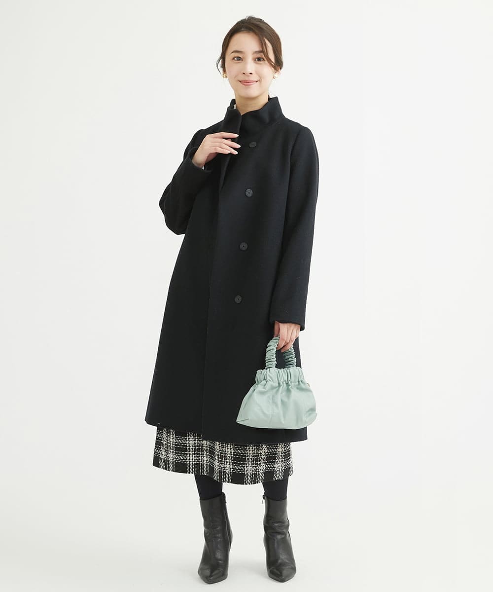 F1HAV58140 MK MICHEL KLEIN(小さいサイズ)(メゾン ドゥ サンク) 【小さいサイズ】ロービングチェックタイトロングスカート/洗える ホワイト