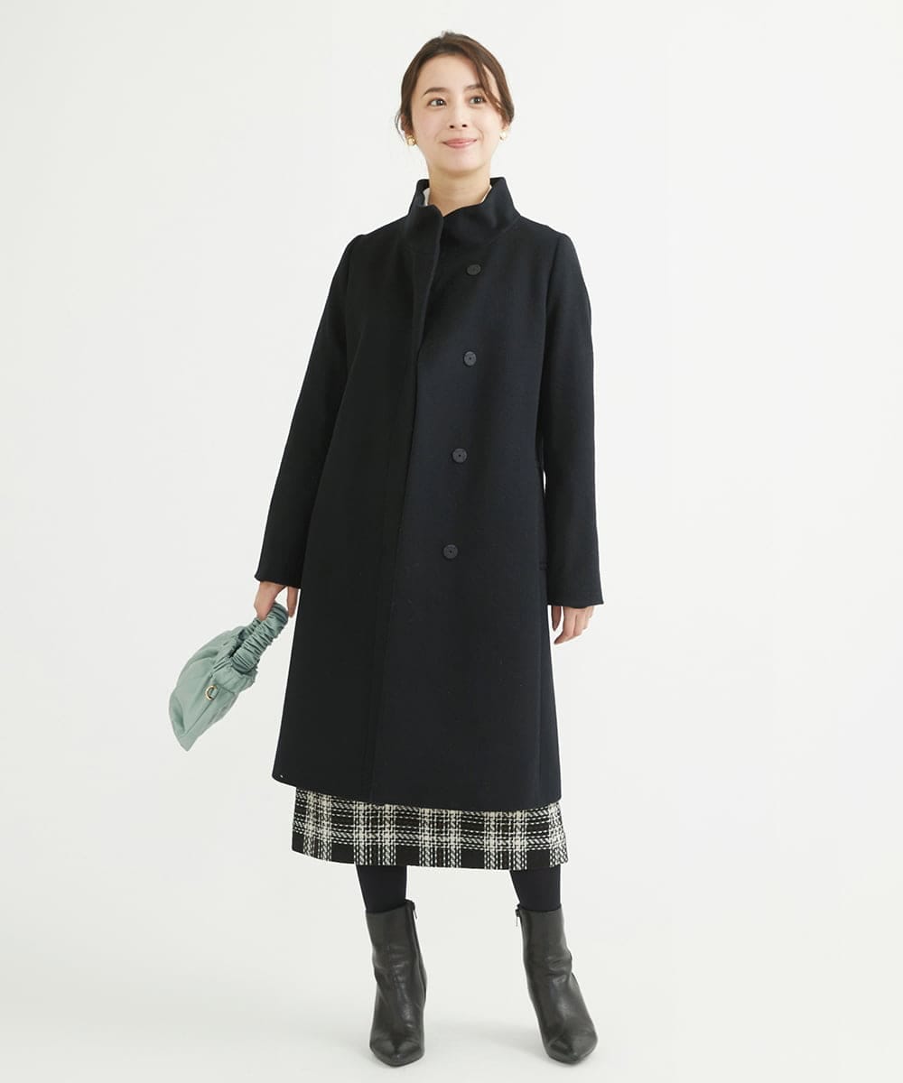F1HAV58140 MK MICHEL KLEIN(小さいサイズ)(メゾン ドゥ サンク) 【小さいサイズ】ロービングチェックタイトロングスカート/洗える ホワイト