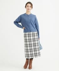 F1HAV58140 MK MICHEL KLEIN(小さいサイズ)(メゾン ドゥ サンク) 【小さいサイズ】ロービングチェックタイトロングスカート/洗える ホワイト