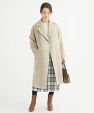 F1HAV58140 MK MICHEL KLEIN(小さいサイズ)(メゾン ドゥ サンク) 【小さいサイズ】ロービングチェックタイトロングスカート/洗える ホワイト