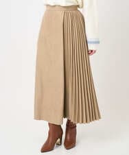 F1HBD51170 MK MICHEL KLEIN(小さいサイズ)(メゾン ドゥ サンク) 【小さいサイズ】部分プリーツデザイン スウェードライクスカート/洗える ベージュ