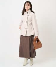 F1HBD51170 MK MICHEL KLEIN(小さいサイズ)(メゾン ドゥ サンク) 【小さいサイズ】部分プリーツデザイン スウェードライクスカート/洗える ベージュ