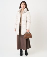 F1HBD51170 MK MICHEL KLEIN(小さいサイズ)(メゾン ドゥ サンク) 【小さいサイズ】部分プリーツデザイン スウェードライクスカート/洗える ベージュ