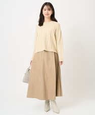 F1HBD51170 MK MICHEL KLEIN(小さいサイズ)(メゾン ドゥ サンク) 【小さいサイズ】部分プリーツデザイン スウェードライクスカート/洗える ベージュ