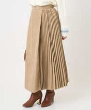 F1HBD51170 MK MICHEL KLEIN(小さいサイズ)(メゾン ドゥ サンク) 【小さいサイズ】部分プリーツデザイン スウェードライクスカート/洗える ベージュ