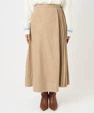 F1HBD51170 MK MICHEL KLEIN(小さいサイズ)(メゾン ドゥ サンク) 【小さいサイズ】部分プリーツデザイン スウェードライクスカート/洗える ベージュ