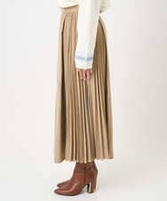 F1HBD51170 MK MICHEL KLEIN(小さいサイズ)(メゾン ドゥ サンク) 【小さいサイズ】部分プリーツデザイン スウェードライクスカート/洗える ベージュ