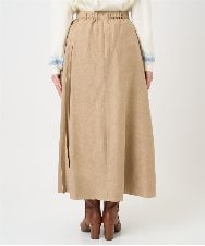 F1HBD51170 MK MICHEL KLEIN(小さいサイズ)(メゾン ドゥ サンク) 【小さいサイズ】部分プリーツデザイン スウェードライクスカート/洗える ベージュ