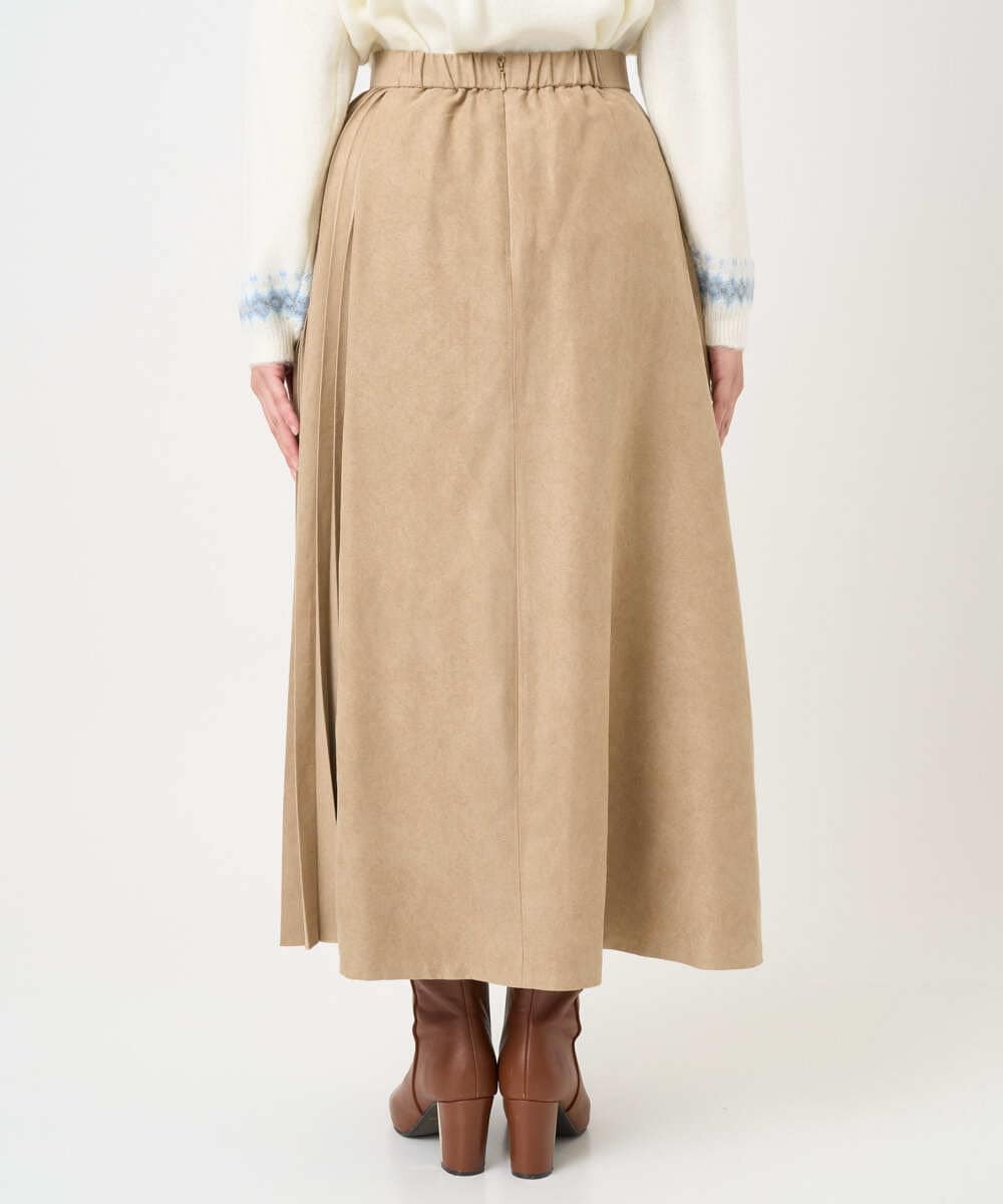 F1HBD51170 MK MICHEL KLEIN(小さいサイズ)(メゾン ドゥ サンク) 【小さいサイズ】部分プリーツデザイン スウェードライクスカート/洗える ベージュ