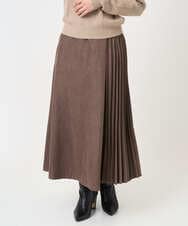 F1HBD51170 MK MICHEL KLEIN(小さいサイズ)(メゾン ドゥ サンク) 【小さいサイズ】部分プリーツデザイン スウェードライクスカート/洗える モカ