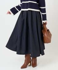 F1HBD57170 MK MICHEL KLEIN(小さいサイズ)(メゾン ドゥ サンク) 【小さいサイズ】ヴィンテージ加工タックギャザースカート/洗える ネイビー