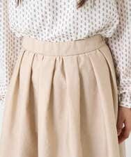 F1HBD57170 MK MICHEL KLEIN(小さいサイズ)(メゾン ドゥ サンク) 【小さいサイズ】ヴィンテージ加工タックギャザースカート/洗える ベージュ