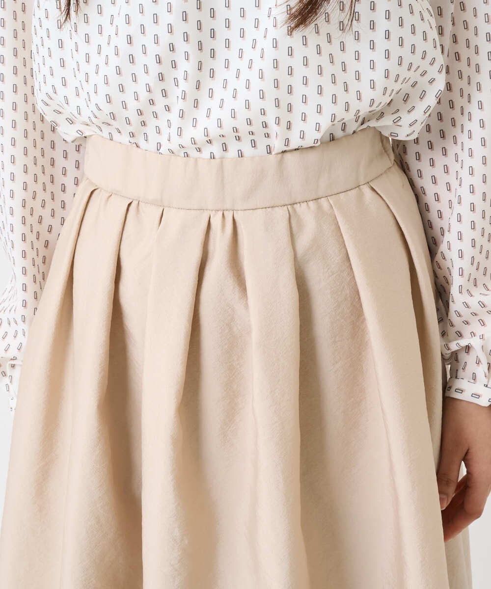 F1HBD57170 MK MICHEL KLEIN(小さいサイズ)(メゾン ドゥ サンク) 【小さいサイズ】ヴィンテージ加工タックギャザースカート/洗える ベージュ