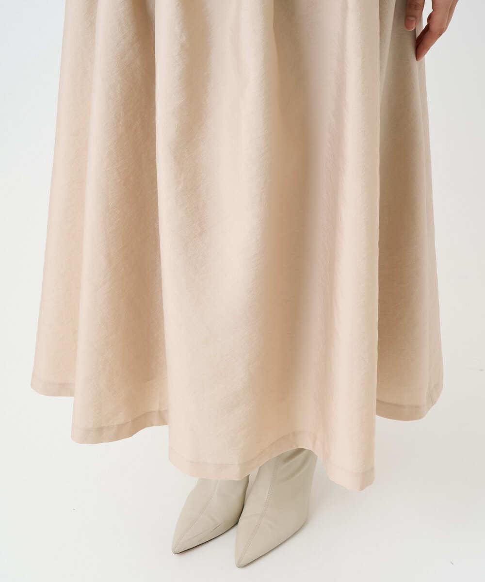 F1HBD57170 MK MICHEL KLEIN(小さいサイズ)(メゾン ドゥ サンク) 【小さいサイズ】ヴィンテージ加工タックギャザースカート/洗える ベージュ