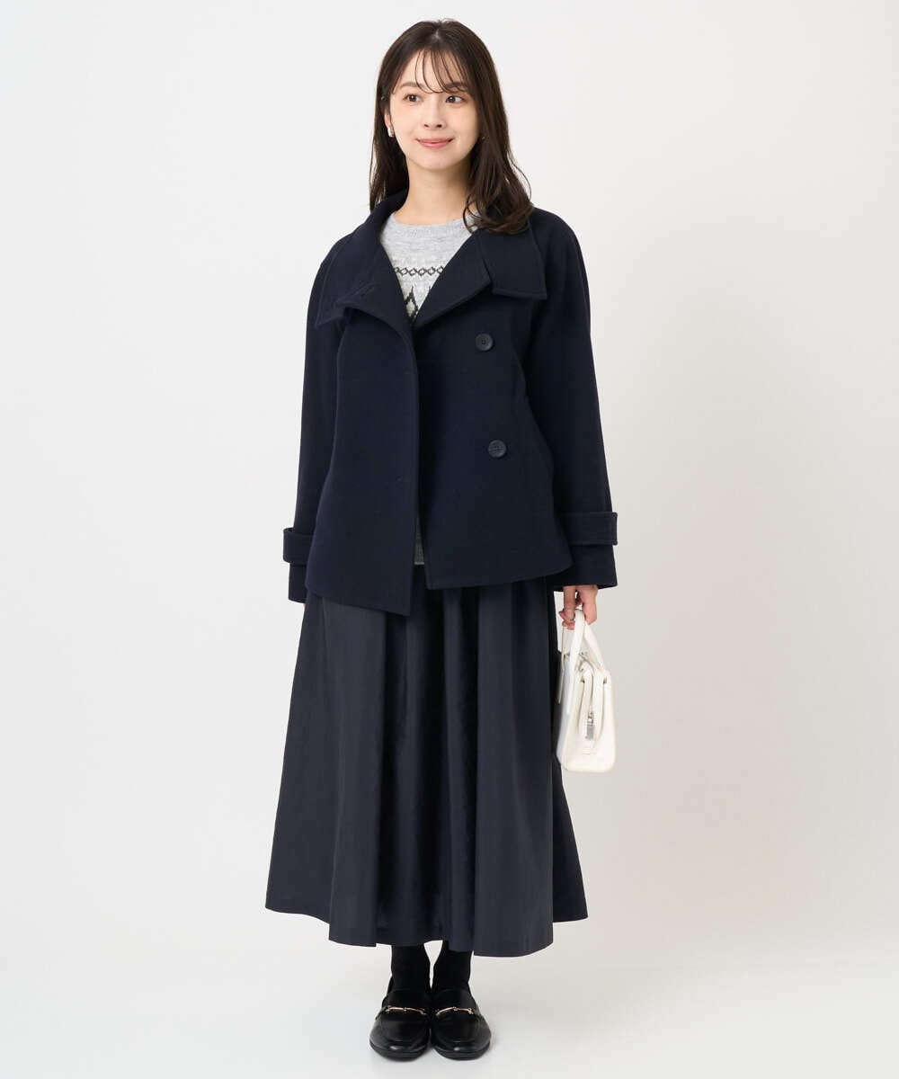 F1HBD57170 MK MICHEL KLEIN(小さいサイズ)(メゾン ドゥ サンク) 【小さいサイズ】ヴィンテージ加工タックギャザースカート/洗える ベージュ