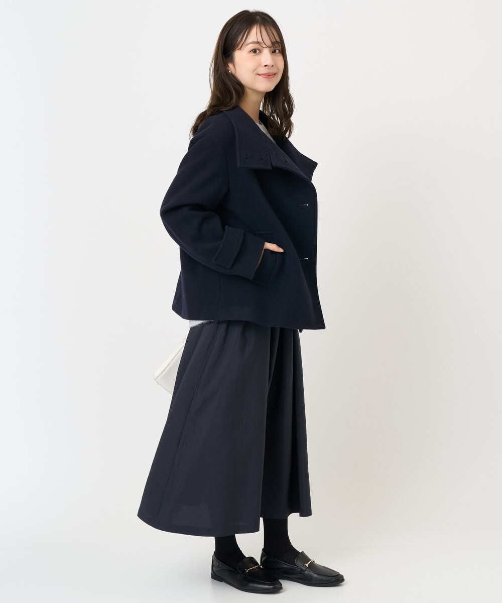 F1HBD57170 MK MICHEL KLEIN(小さいサイズ)(メゾン ドゥ サンク) 【小さいサイズ】ヴィンテージ加工タックギャザースカート/洗える ベージュ