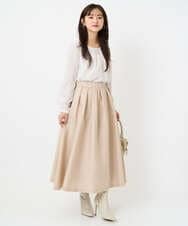 F1HBD57170 MK MICHEL KLEIN(小さいサイズ)(メゾン ドゥ サンク) 【小さいサイズ】ヴィンテージ加工タックギャザースカート/洗える ベージュ