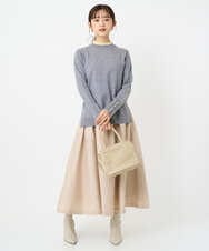 F1HBD57170 MK MICHEL KLEIN(小さいサイズ)(メゾン ドゥ サンク) 【小さいサイズ】ヴィンテージ加工タックギャザースカート/洗える ベージュ