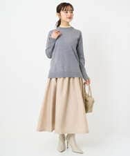 F1HBD57170 MK MICHEL KLEIN(小さいサイズ)(メゾン ドゥ サンク) 【小さいサイズ】ヴィンテージ加工タックギャザースカート/洗える ベージュ