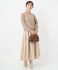 F1HBD57170 MK MICHEL KLEIN(小さいサイズ)(メゾン ドゥ サンク) 【小さいサイズ】ヴィンテージ加工タックギャザースカート/洗える ベージュ