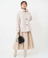 F1HBD57170 MK MICHEL KLEIN(小さいサイズ)(メゾン ドゥ サンク) 【小さいサイズ】ヴィンテージ加工タックギャザースカート/洗える ベージュ