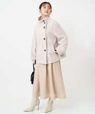 F1HBD57170 MK MICHEL KLEIN(小さいサイズ)(メゾン ドゥ サンク) 【小さいサイズ】ヴィンテージ加工タックギャザースカート/洗える ベージュ