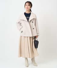 F1HBD57170 MK MICHEL KLEIN(小さいサイズ)(メゾン ドゥ サンク) 【小さいサイズ】ヴィンテージ加工タックギャザースカート/洗える ベージュ