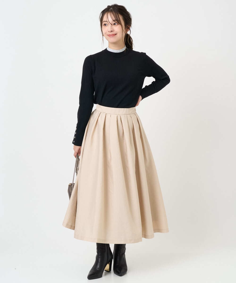 F1HBD57170 MK MICHEL KLEIN(小さいサイズ)(メゾン ドゥ サンク) 【小さいサイズ】ヴィンテージ加工タックギャザースカート/洗える ベージュ