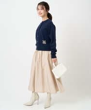 F1HBD57170 MK MICHEL KLEIN(小さいサイズ)(メゾン ドゥ サンク) 【小さいサイズ】ヴィンテージ加工タックギャザースカート/洗える ベージュ