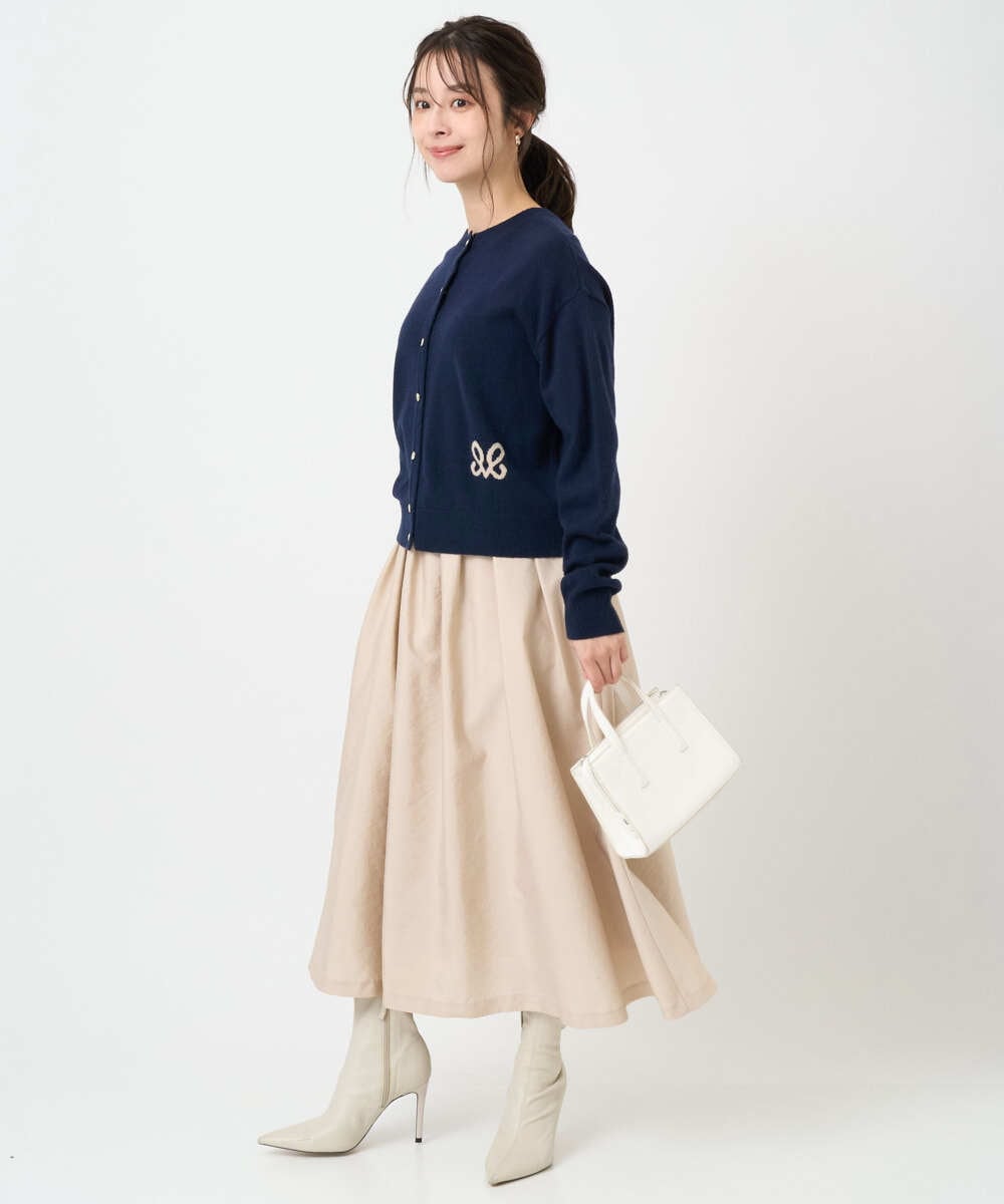 F1HBD57170 MK MICHEL KLEIN(小さいサイズ)(メゾン ドゥ サンク) 【小さいサイズ】ヴィンテージ加工タックギャザースカート/洗える ベージュ