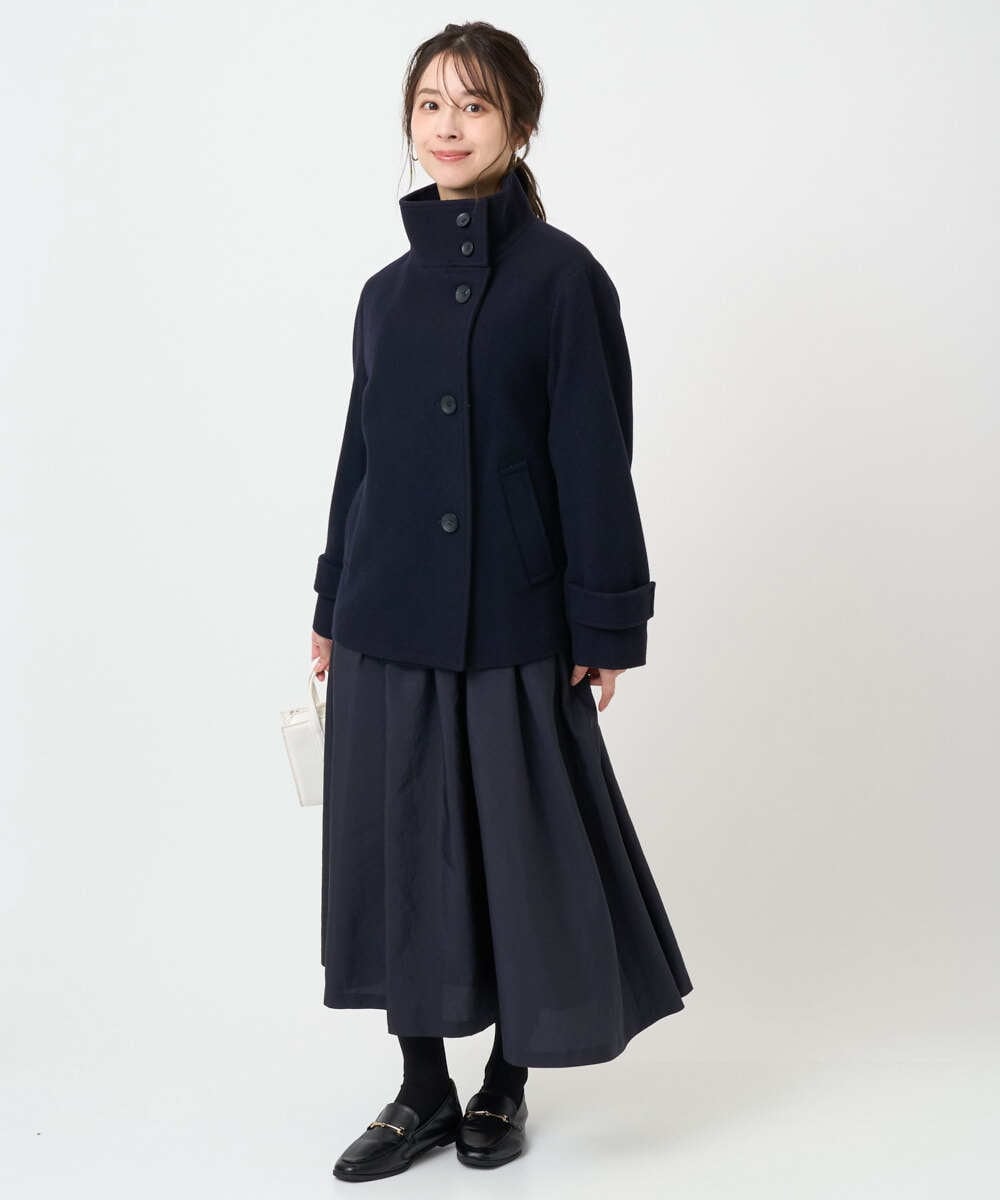 F1HBD57170 MK MICHEL KLEIN(小さいサイズ)(メゾン ドゥ サンク) 【小さいサイズ】ヴィンテージ加工タックギャザースカート/洗える ベージュ