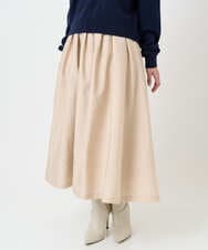 F1HBD57170 MK MICHEL KLEIN(小さいサイズ)(メゾン ドゥ サンク) 【小さいサイズ】ヴィンテージ加工タックギャザースカート/洗える ベージュ