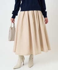 F1HBD57170 MK MICHEL KLEIN(小さいサイズ)(メゾン ドゥ サンク) 【小さいサイズ】ヴィンテージ加工タックギャザースカート/洗える ベージュ