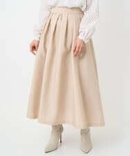 F1HBD57170 MK MICHEL KLEIN(小さいサイズ)(メゾン ドゥ サンク) 【小さいサイズ】ヴィンテージ加工タックギャザースカート/洗える ベージュ