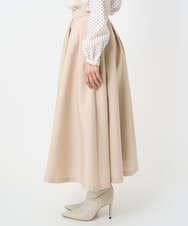 F1HBD57170 MK MICHEL KLEIN(小さいサイズ)(メゾン ドゥ サンク) 【小さいサイズ】ヴィンテージ加工タックギャザースカート/洗える ベージュ