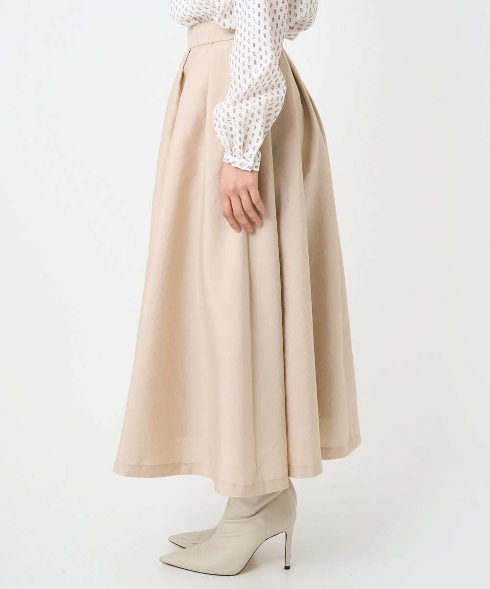 F1HBD57170 MK MICHEL KLEIN(小さいサイズ)(メゾン ドゥ サンク) 【小さいサイズ】ヴィンテージ加工タックギャザースカート/洗える ベージュ