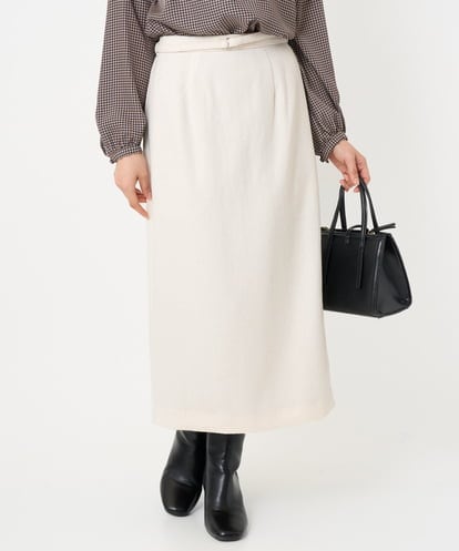 F1HBD58170 MK MICHEL KLEIN(小さいサイズ) 【小さいサイズ】ループネップツイードIラインスカート/洗える