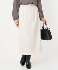 F1HBD58170 MK MICHEL KLEIN(小さいサイズ)(メゾン ドゥ サンク) 【小さいサイズ】ループネップツイードIラインスカート/洗える アイボリー