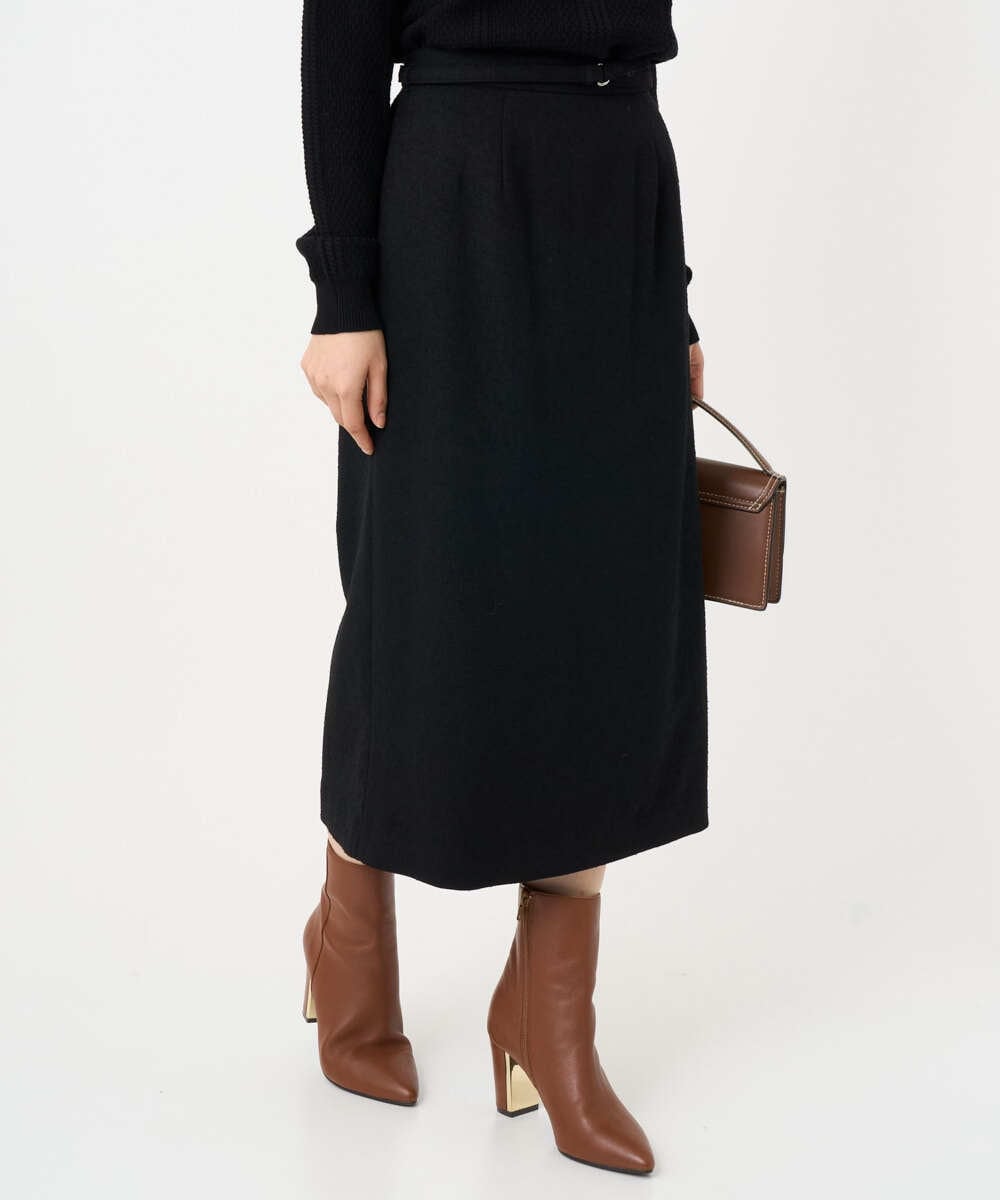 F1HBD58170 MK MICHEL KLEIN(小さいサイズ)(メゾン ドゥ サンク) 【小さいサイズ】ループネップツイードIラインスカート/洗える アイボリー