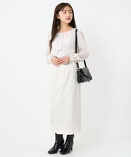 F1HBD58170 MK MICHEL KLEIN(小さいサイズ)(メゾン ドゥ サンク) 【小さいサイズ】ループネップツイードIラインスカート/洗える アイボリー