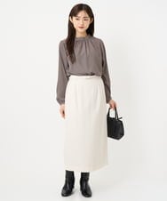 F1HBD58170 MK MICHEL KLEIN(小さいサイズ)(メゾン ドゥ サンク) 【小さいサイズ】ループネップツイードIラインスカート/洗える アイボリー