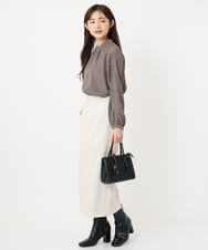 F1HBD58170 MK MICHEL KLEIN(小さいサイズ)(メゾン ドゥ サンク) 【小さいサイズ】ループネップツイードIラインスカート/洗える アイボリー