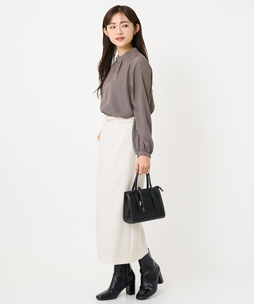 F1HBD58170 MK MICHEL KLEIN(小さいサイズ)(メゾン ドゥ サンク) 【小さいサイズ】ループネップツイードIラインスカート/洗える アイボリー