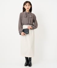 F1HBD58170 MK MICHEL KLEIN(小さいサイズ)(メゾン ドゥ サンク) 【小さいサイズ】ループネップツイードIラインスカート/洗える アイボリー