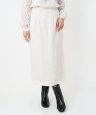 F1HBD58170 MK MICHEL KLEIN(小さいサイズ)(メゾン ドゥ サンク) 【小さいサイズ】ループネップツイードIラインスカート/洗える アイボリー