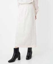 F1HBD58170 MK MICHEL KLEIN(小さいサイズ)(メゾン ドゥ サンク) 【小さいサイズ】ループネップツイードIラインスカート/洗える アイボリー