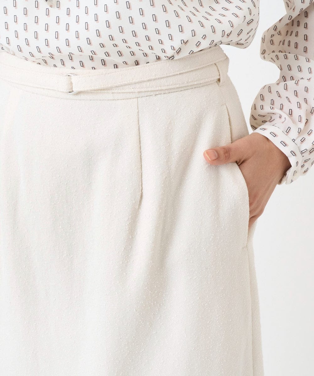 F1HBD58170 MK MICHEL KLEIN(小さいサイズ)(メゾン ドゥ サンク) 【小さいサイズ】ループネップツイードIラインスカート/洗える アイボリー