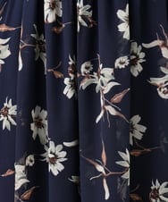 F1HDA06140 MK MICHEL KLEIN(小さいサイズ)(メゾン ドゥ サンク) 【小さいサイズ】花柄シフォンスカート/丈の長さが選べる/洗える チャコールブラウン