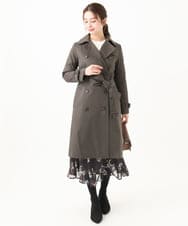 F1HDA06140 MK MICHEL KLEIN(小さいサイズ)(メゾン ドゥ サンク) 【小さいサイズ】花柄シフォンスカート/丈の長さが選べる/洗える チャコールブラウン