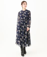 F1HDA06140 MK MICHEL KLEIN(小さいサイズ)(メゾン ドゥ サンク) 【小さいサイズ】花柄シフォンスカート/丈の長さが選べる/洗える チャコールブラウン